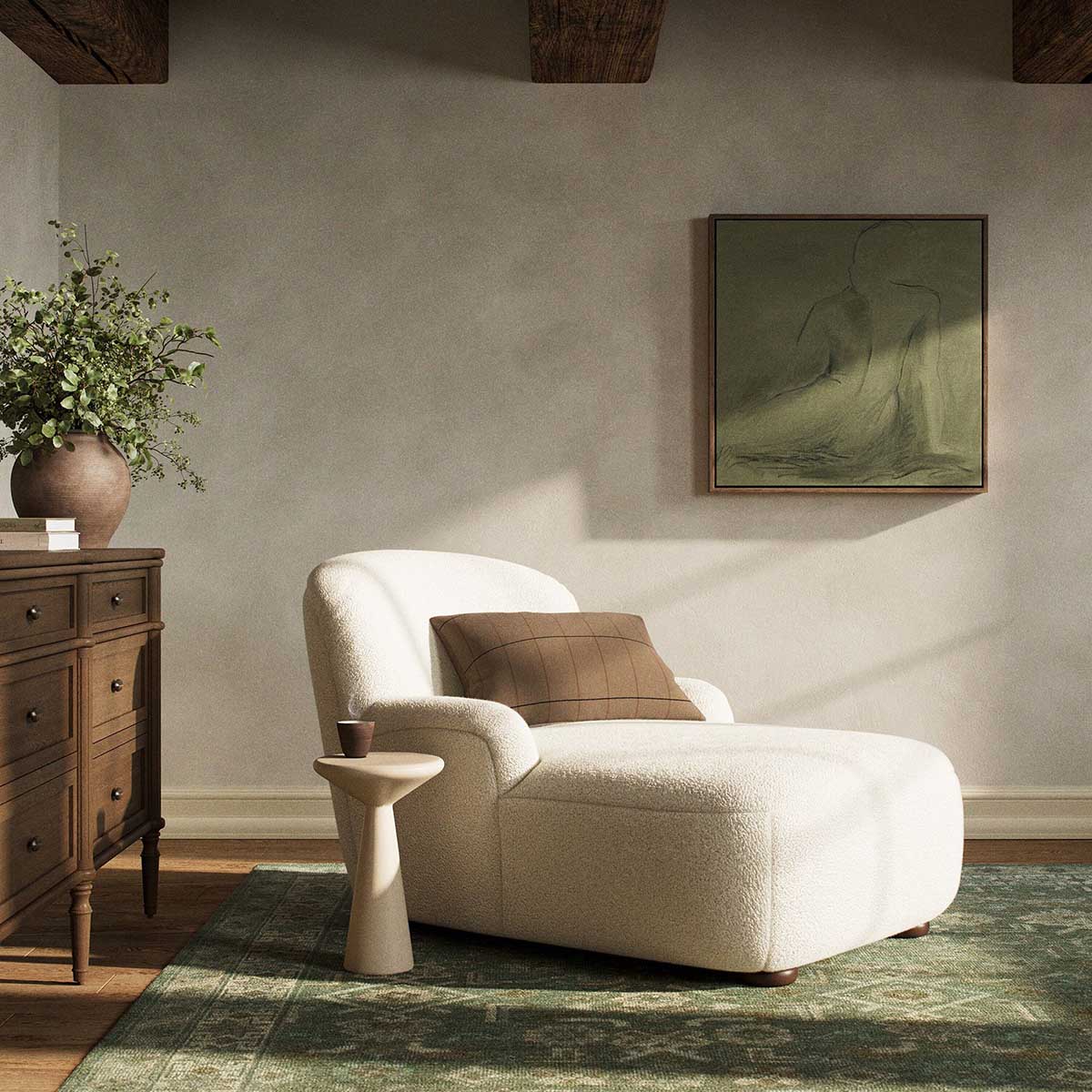 West Elm Elizabethtown Chaise Lounge Natural upholstered chaise lounges