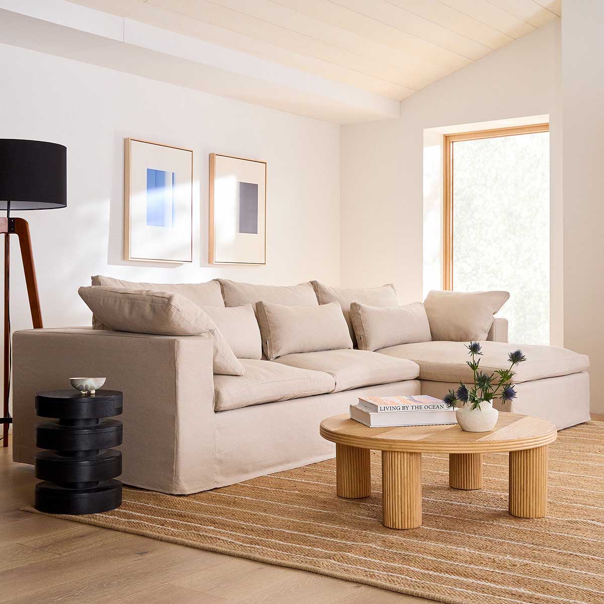 West Elm Harmony Modular Skirted Slipcover 2-Piece Chaise Sectional (122) slipcovered sectionals with chaise best