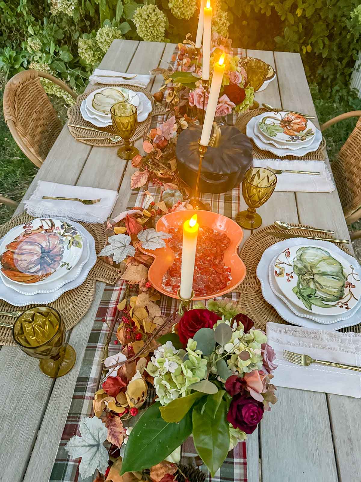 The gorgeous fall garland that entertaining expert, Candie Anderson utilized for her heritage fall tablescape adds the perfect touch of autumn!