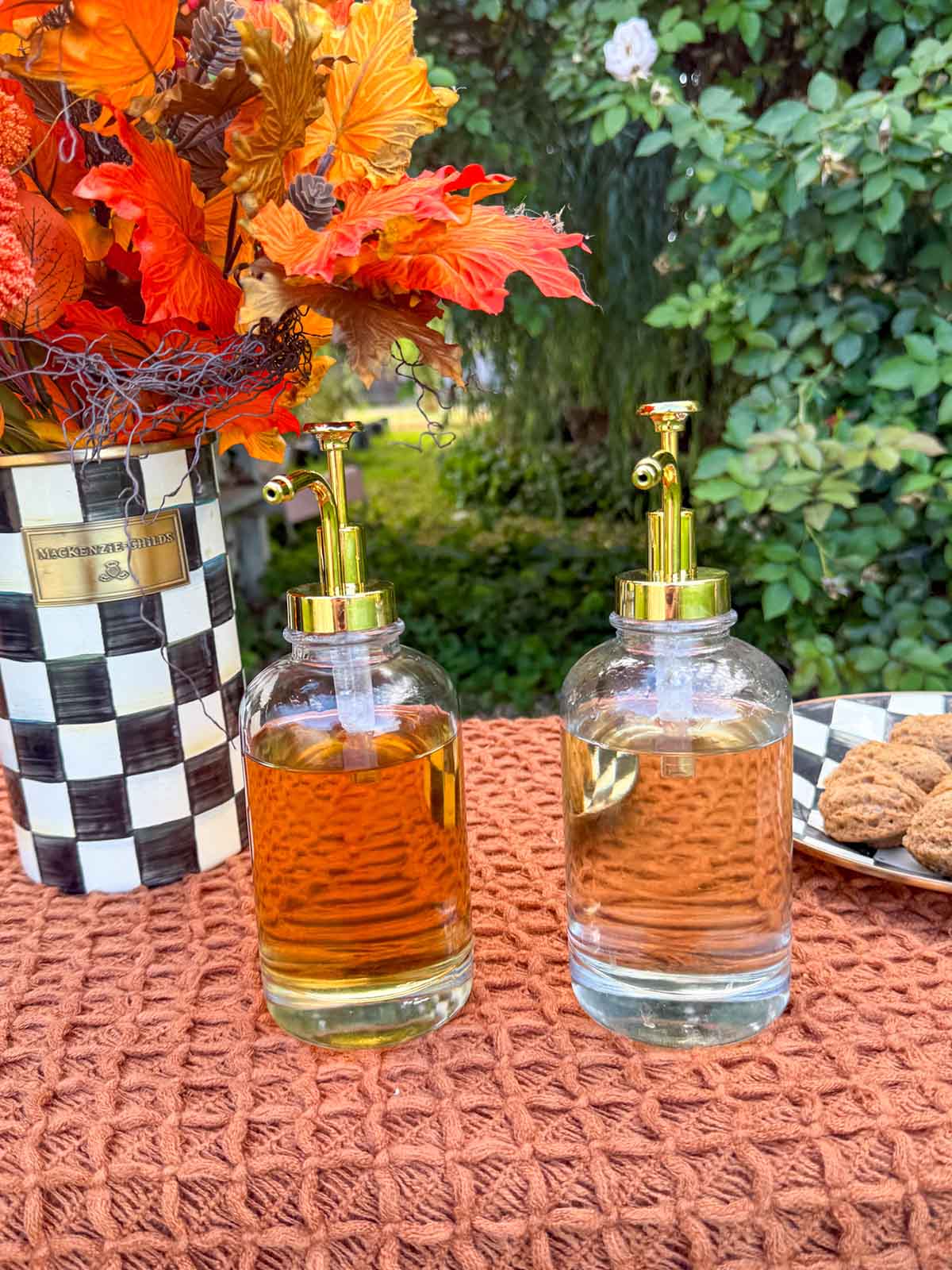 Entertaining expert, journalist and lifestyle blogger Candie Anderson of candieanderson.com shares how she adorned her Halloween coffee bar with glass coffee syrup dispensers.