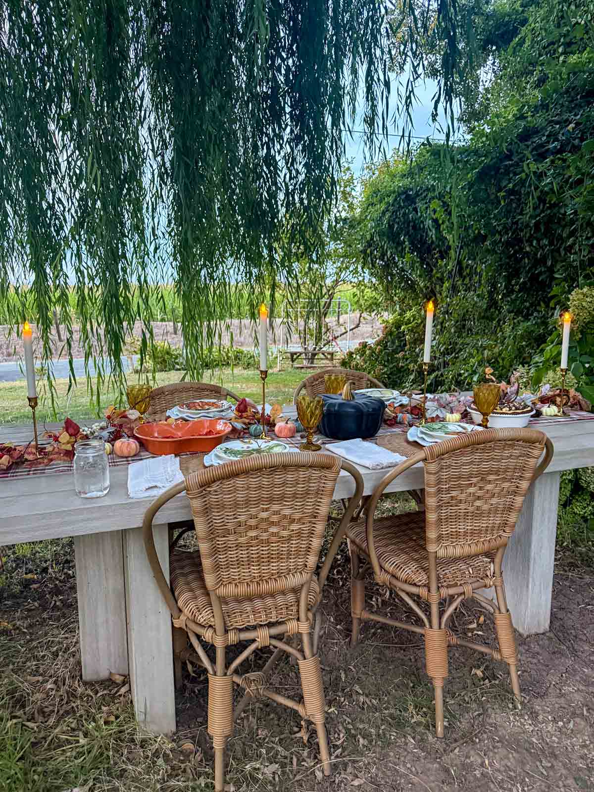 Entertaining expert, journalist and lifestyle blogger Candie Anderson of candieanderson.com shares how she decorated her outdoor dining table for fall.
