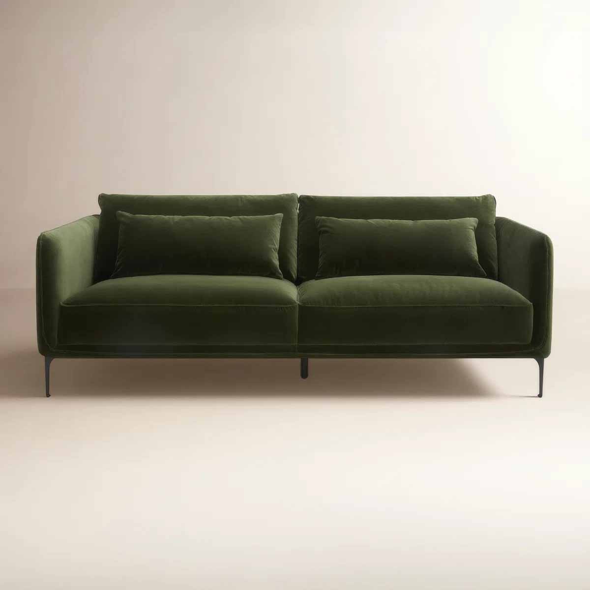 AllModern Rae Upholstered 84 Sofa Military Green best olive green sofas