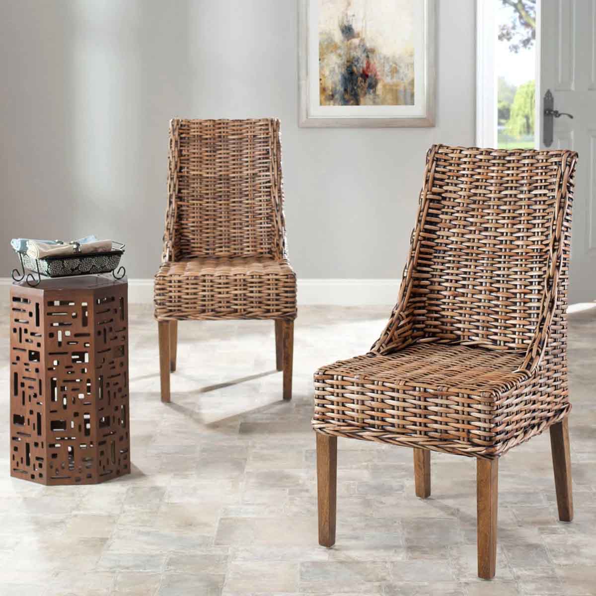 Bayou Breeze Comfortable Willow 19.7''H Side Chair (Set of 2) best rattan dining chairs