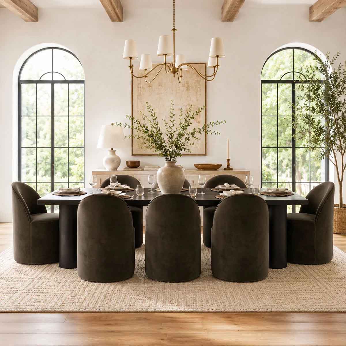 Everly Quinn Fully Assembled Rolling Velvet Upholstered Dining Chair With Hidden Casters (Set Of 8) best brown velvet dining chairs