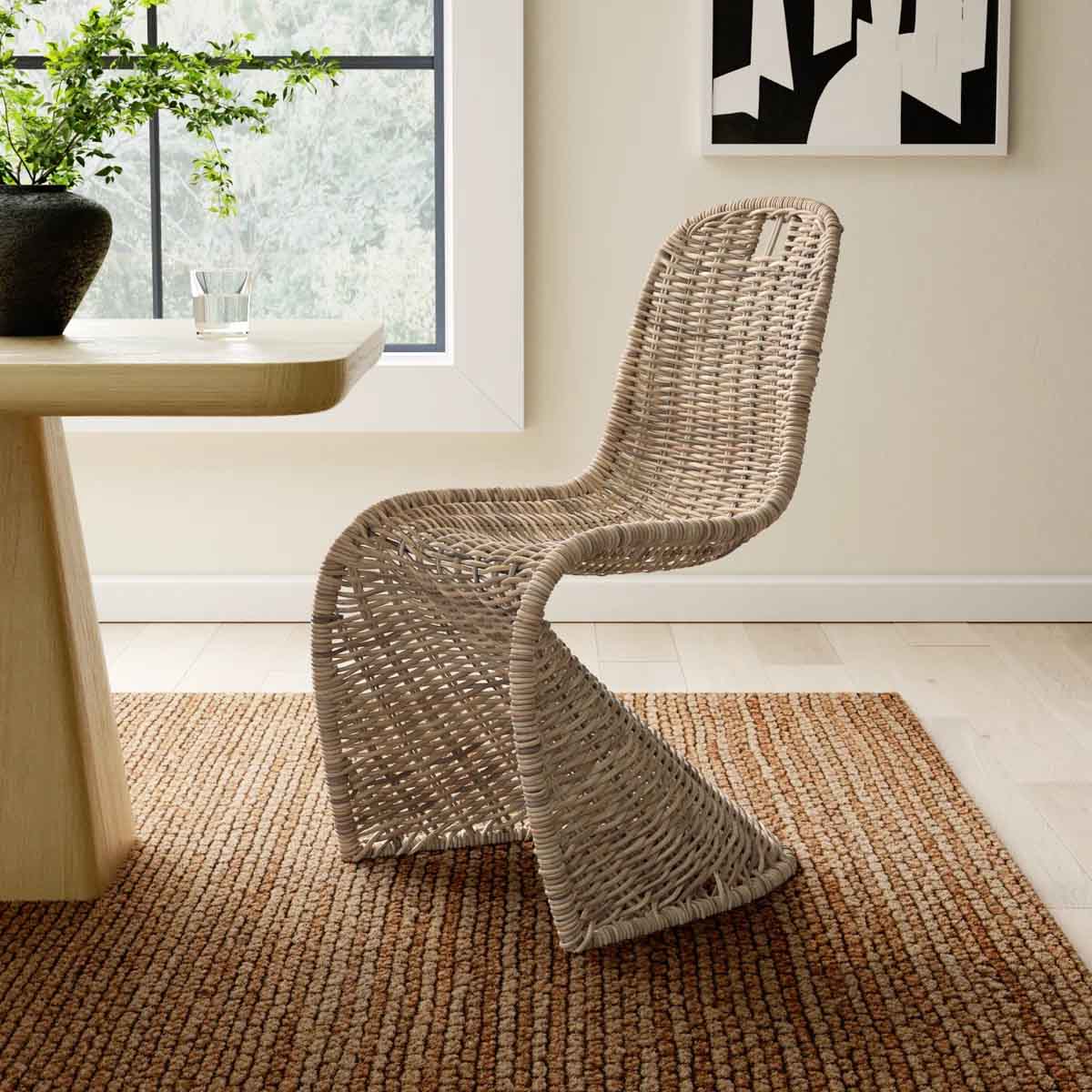 Joss and Main Ziaa Celeste Rattan Dining Chair (Set of 2) Gray best rattan dining chairs