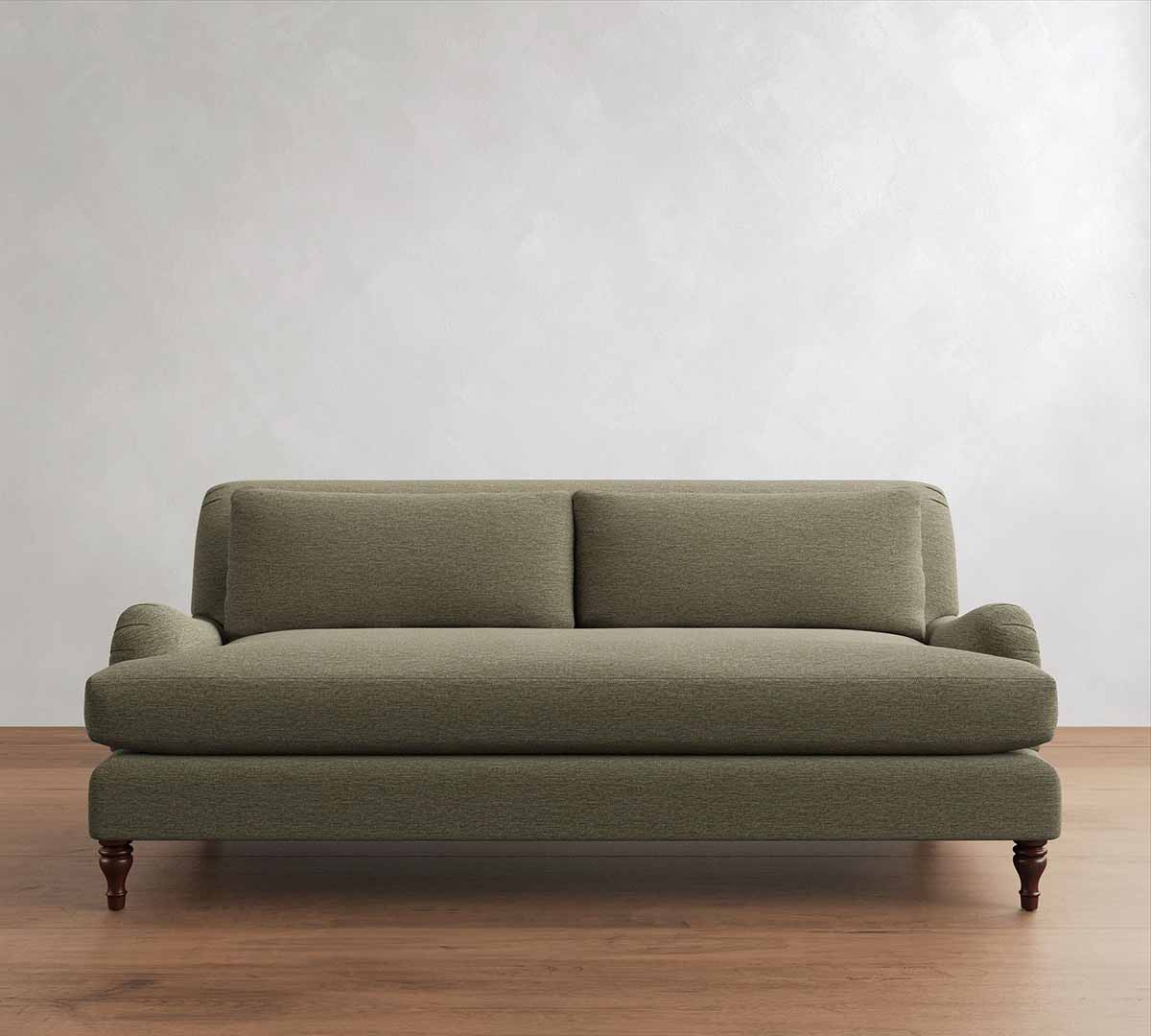 Pottery Barn Carlisle Sofa (60–90) Olive Performance Textured Weave Without Nailheads best olive green sofas
