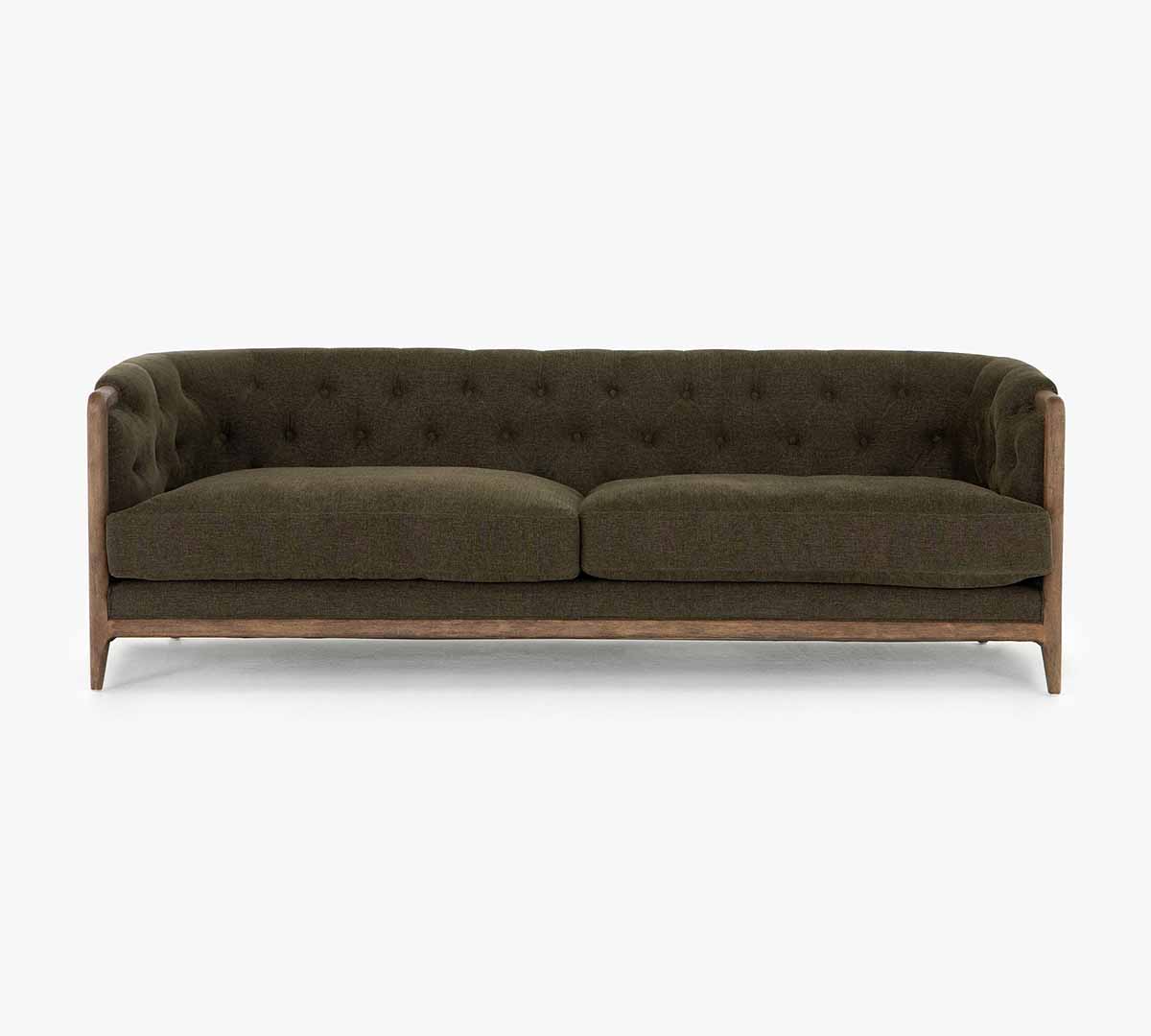 Pottery Barn Knox Upholstered Sofa (90w) Sutton Olive green sofas