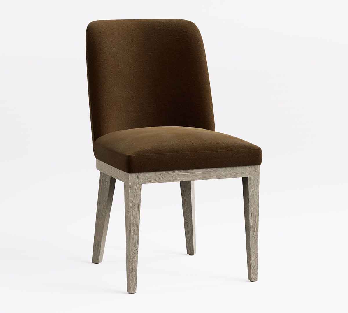 Pottery Barn Layton Upholstered Dining Chair Espresso Faux Mohair Velvet best brown velvet dining chairs