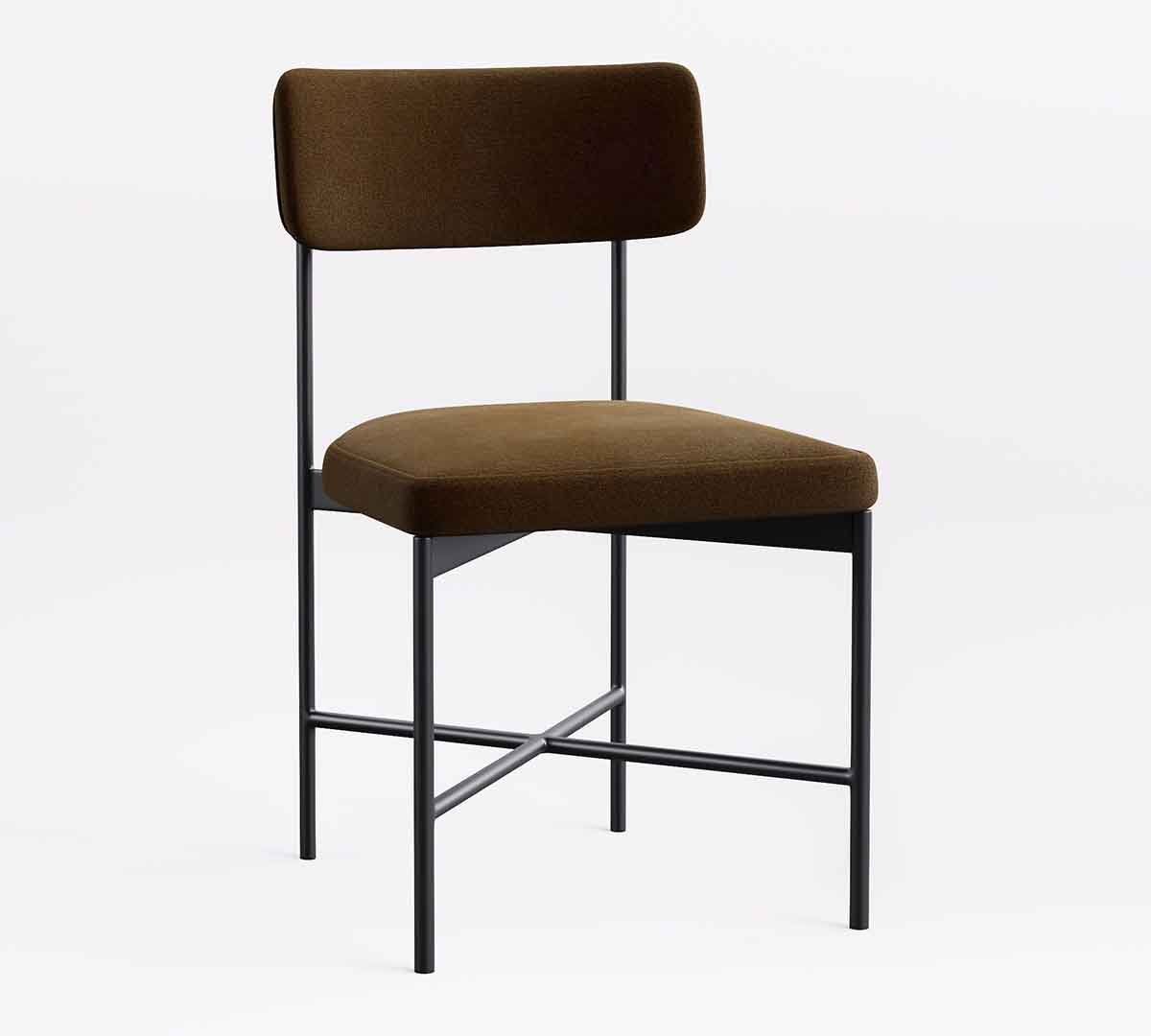 Pottery Barn Maison Upholstered Dining Chair Espresso, Faux Mohair Velvet best brown velvet chairs