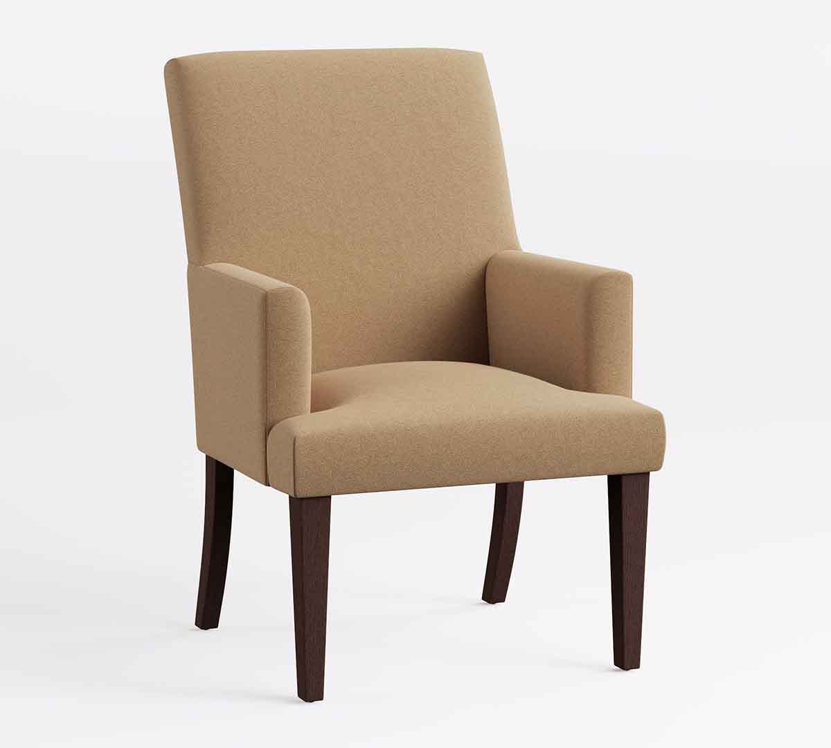 Pottery Barn PB Comfort Square Upholstered Dining Armchair Camel Performance Everydayvelvet best brown velvet dining chairs