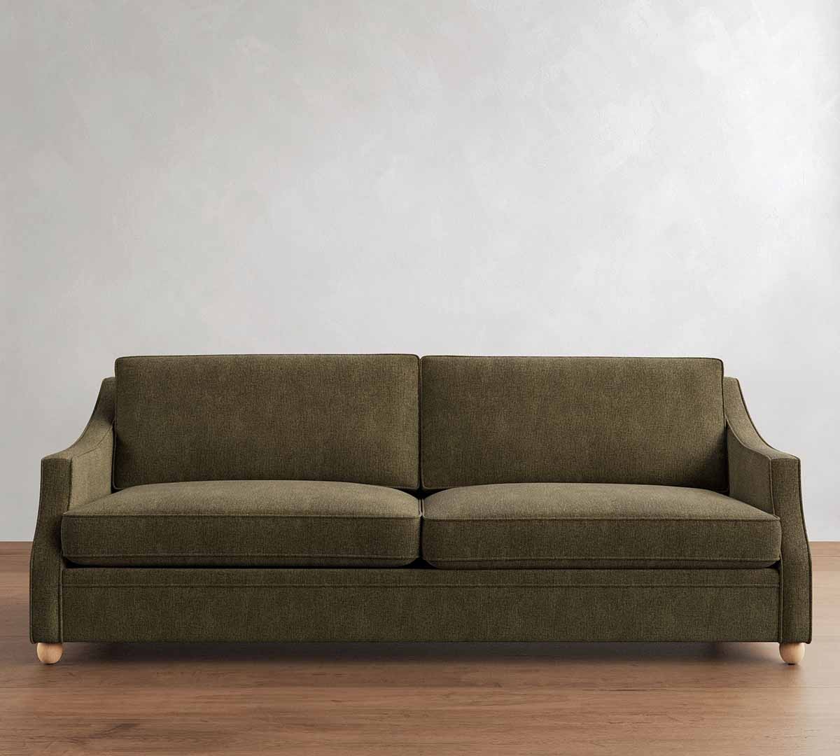 Pottery Barn Piedmont Sofa (62–95) Rustic Chenille, Dark Moss best olive green sofas