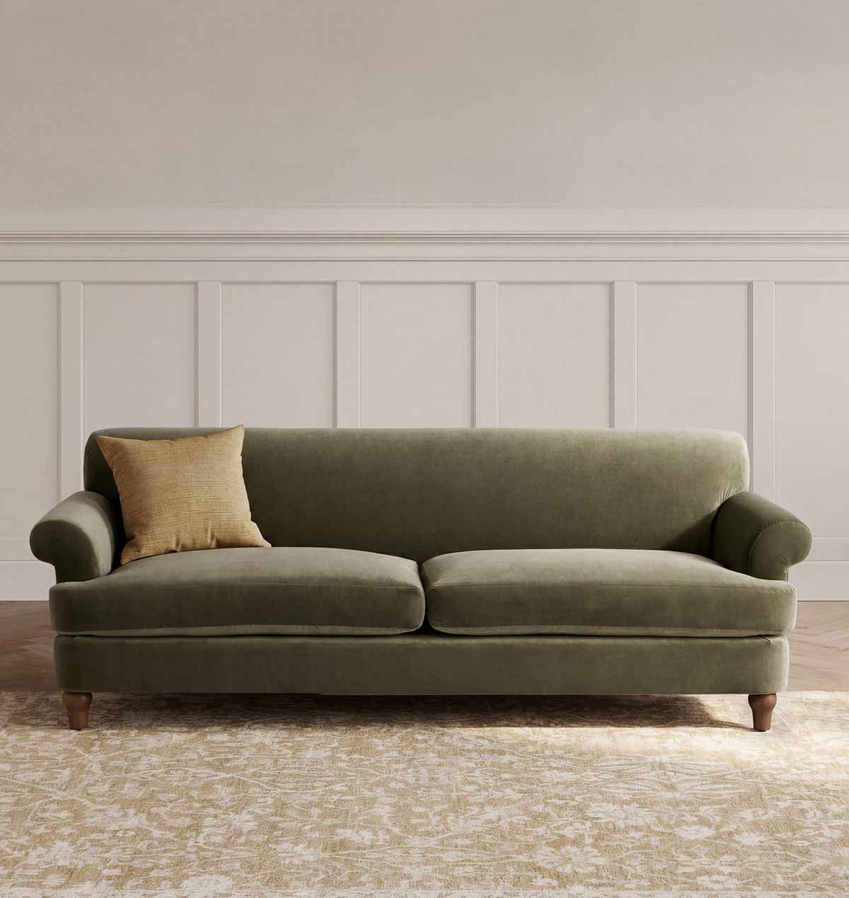 Rejuvenation Eleanor Sofa, 84-108" Watson Velvet Moss best olive green sofas