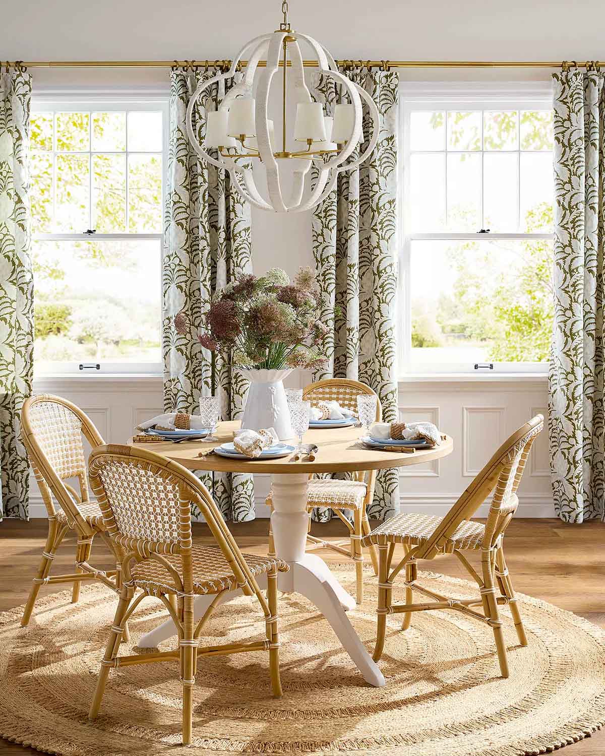 Serena and Lily Riviera Étoile Rattan Dining Chair Natural White best rattan dining chairs dining room