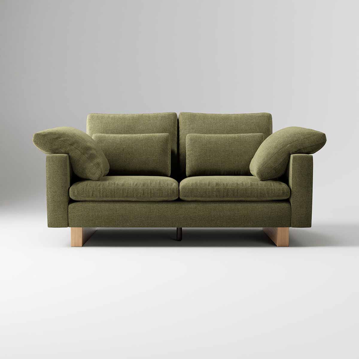 West Elm Harmony Sofa (66–104) Dark Olive, Performance Distressed Velvet best olive green sofas