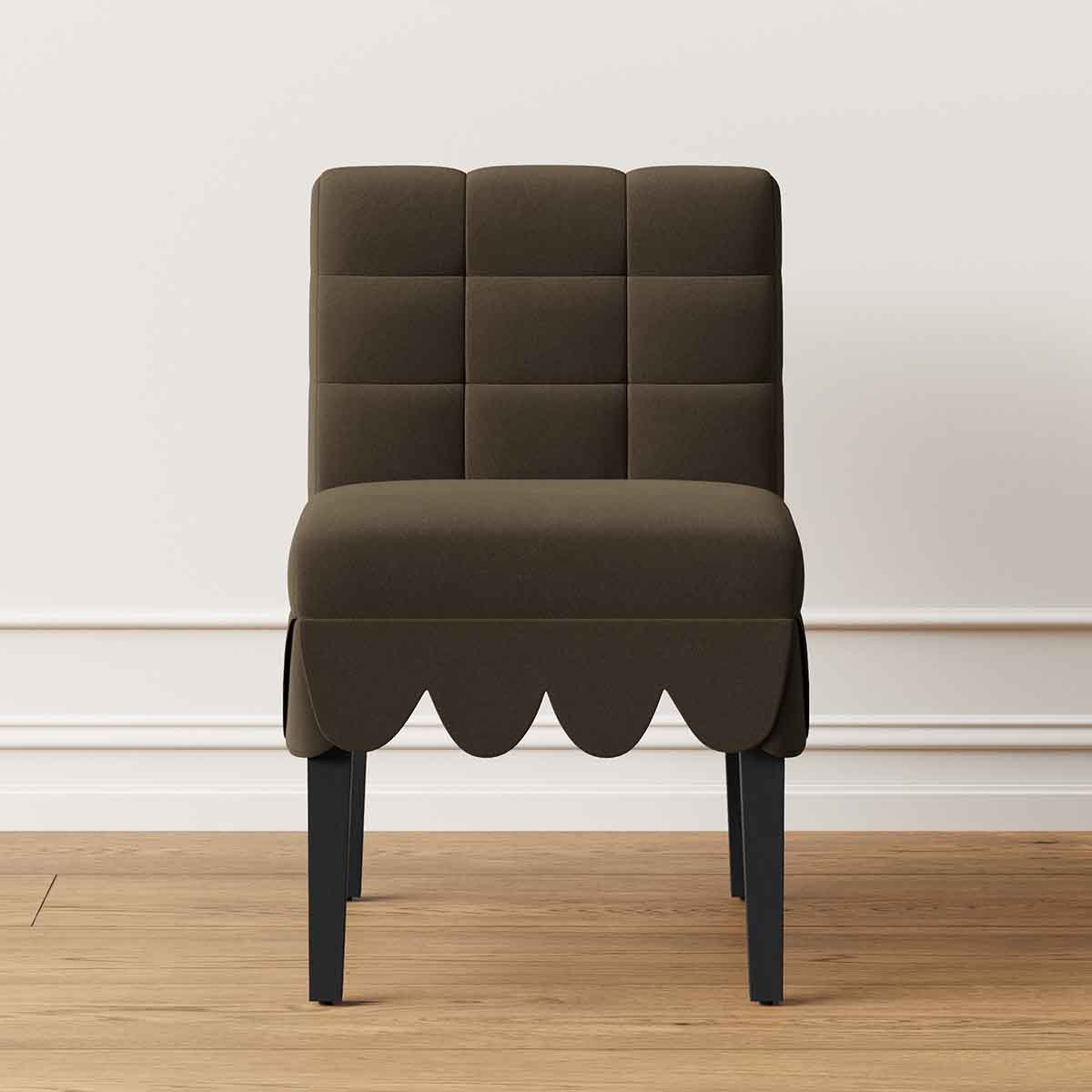 Williams Sonoma Chloe Upholstered Dining Side Chair Cafe Brown Performance Velvet Blend best brown velvet dining chairs