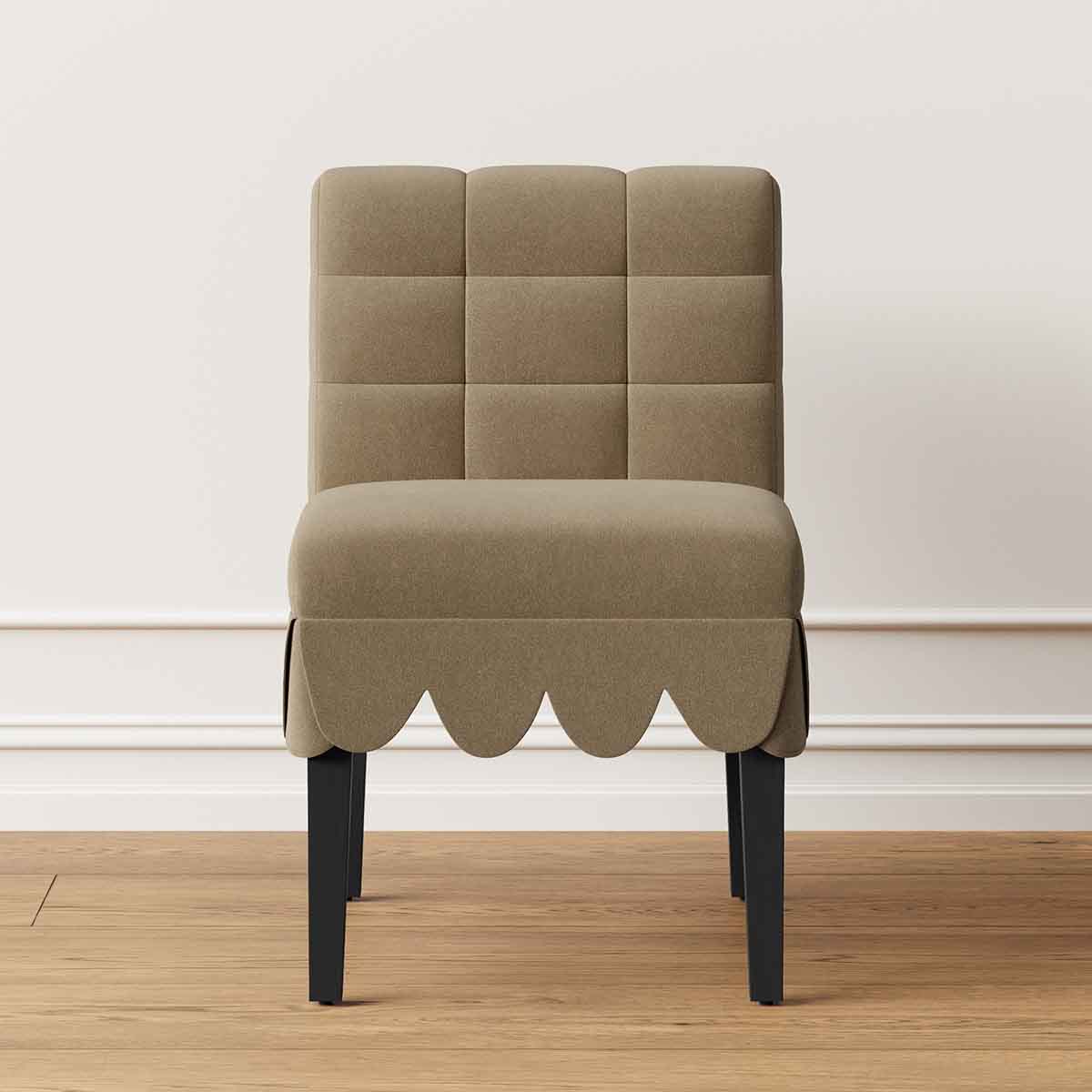 Williams Sonoma Chloe Upholstered Dining Side Chair Taupe Performance Velvet Blend best brown velvet dining chairs