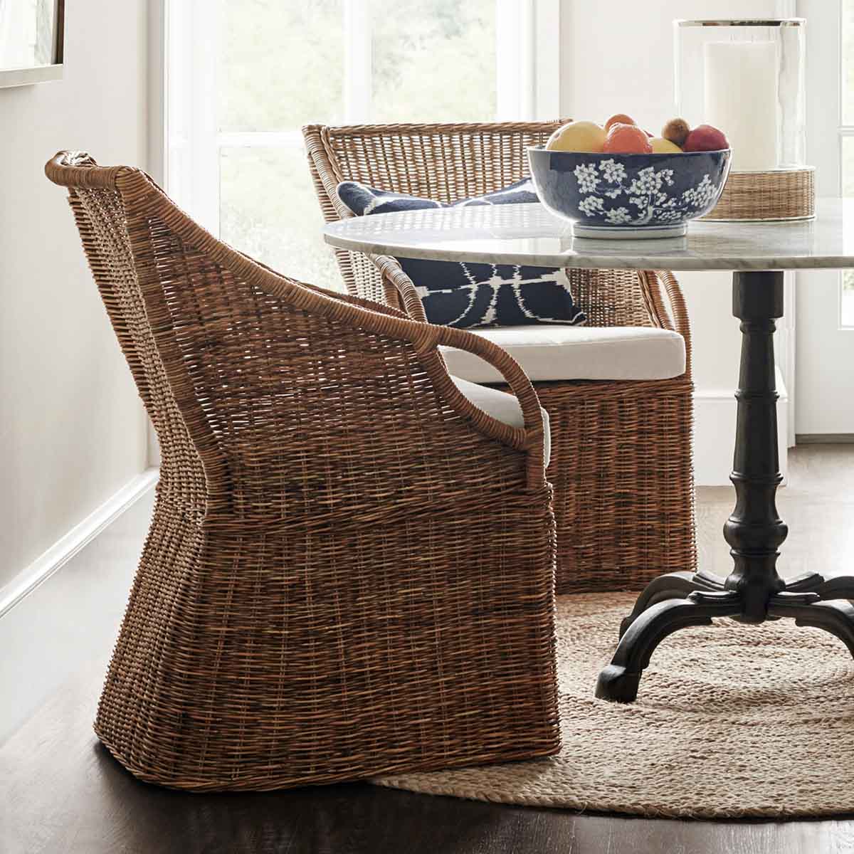 Williams Sonoma Farallon Dining Armchair best rattan dining chairs