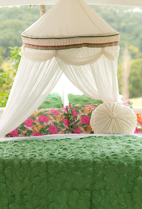 Spearmint smocked quilt lazybones bedding