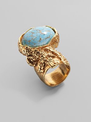 ysl turquoise arty oval ring saks fifth avenue cindywhitehead interview candacerose