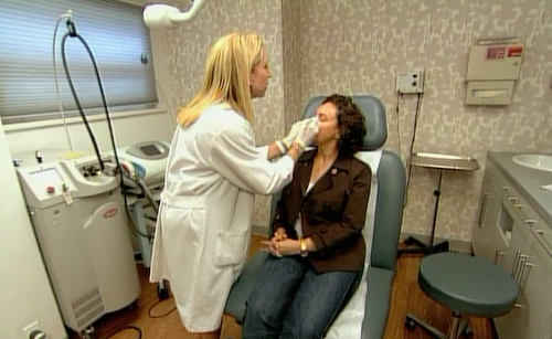 Dr. Diane Berson treating a patient. Candace Rose interview