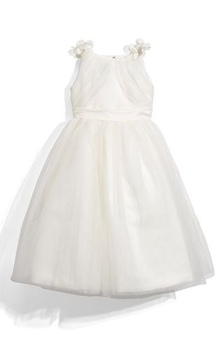 Joan Calabrese Mon Cheri Illusion Sleeveless Satin Dress